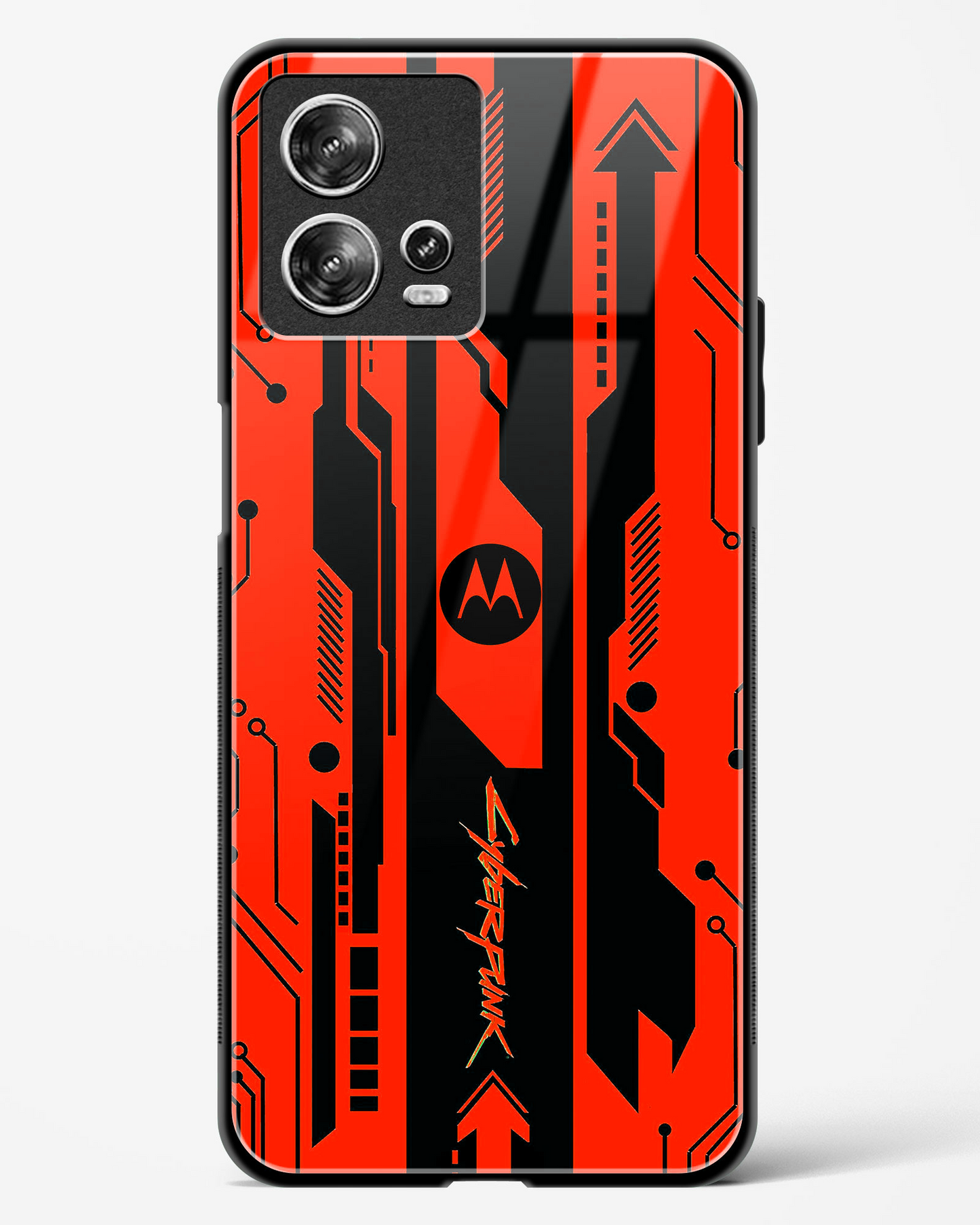 Gaming Abstract Glass Phone Case-Motorola Edge 30 Fusion (Black, Red, White, Yellow & Green)