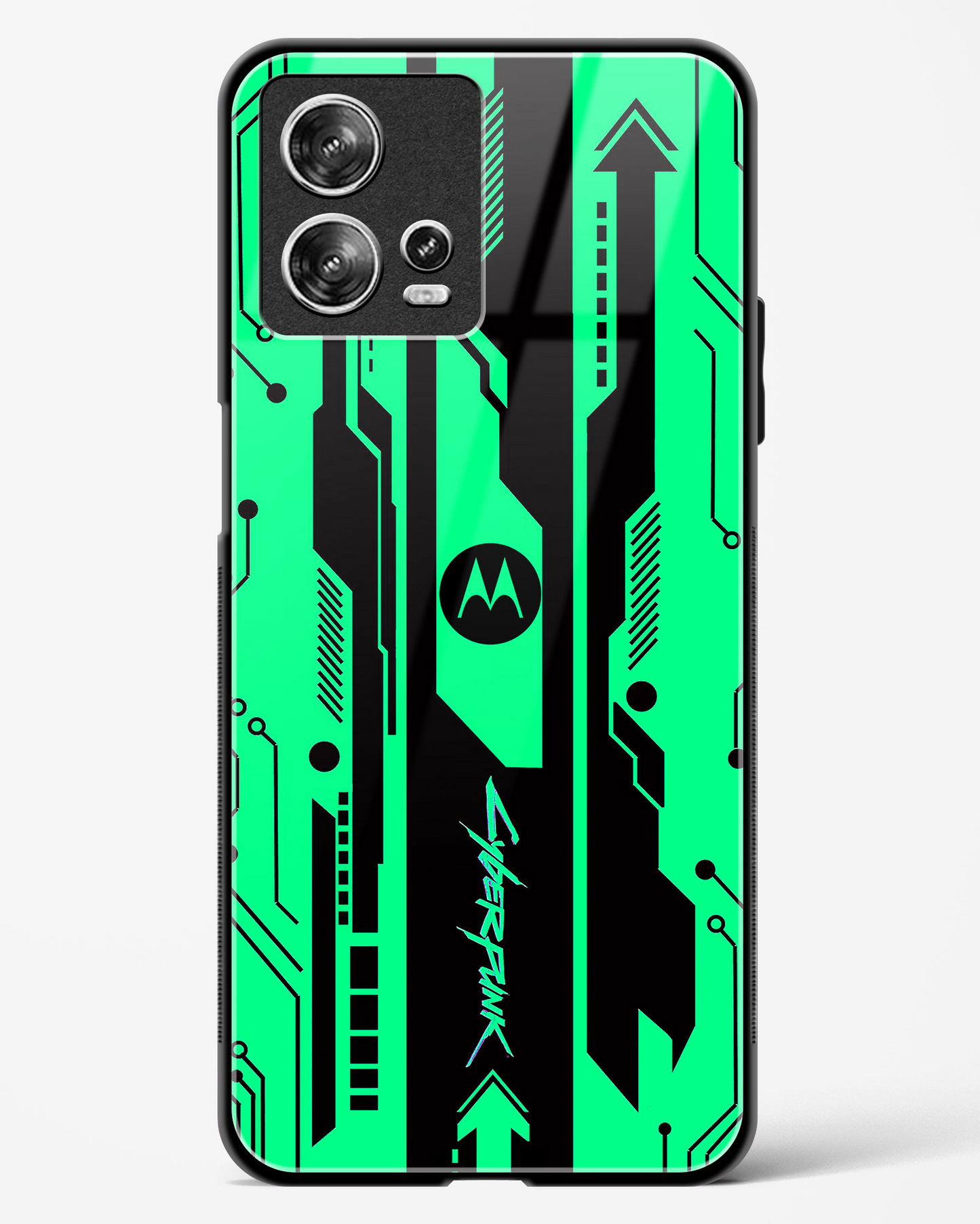 Gaming Abstract Glass Phone Case-Motorola Edge 30 Fusion (Black, Red, White, Yellow & Green)