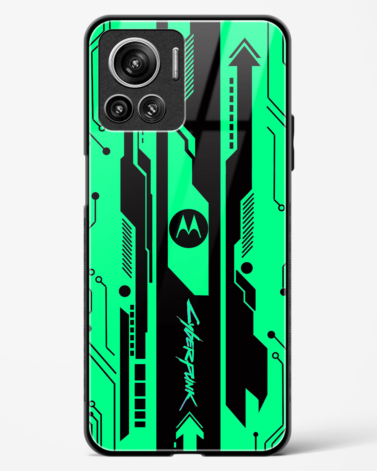 Gaming Abstract Glass Phone Case-Motorola Edge 30 Ultra (Black, Red, White, Yellow & Green)