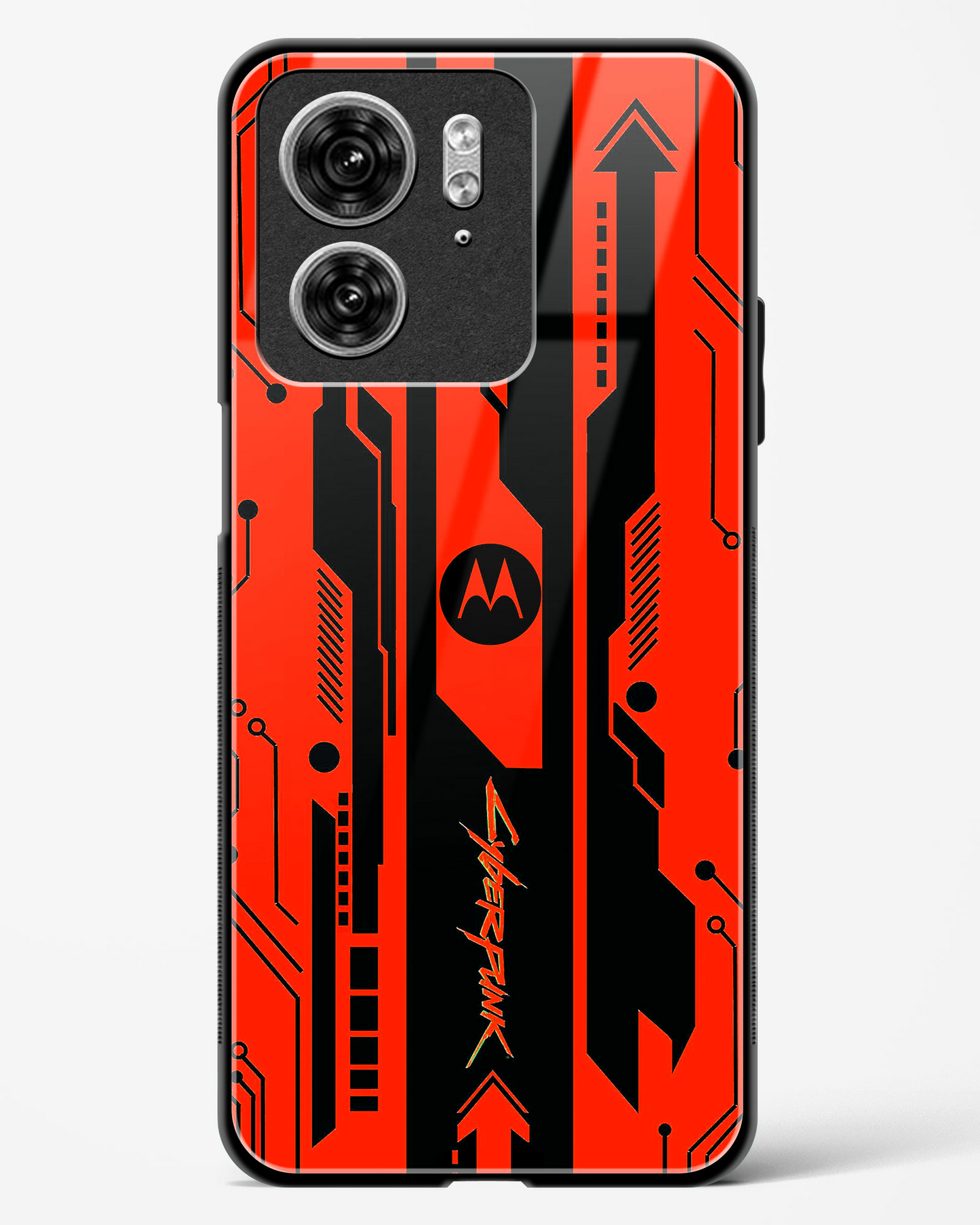 Gaming Abstract Glass Phone Case-Motorola Edge 40 (Black, Red, White, Yellow & Green)
