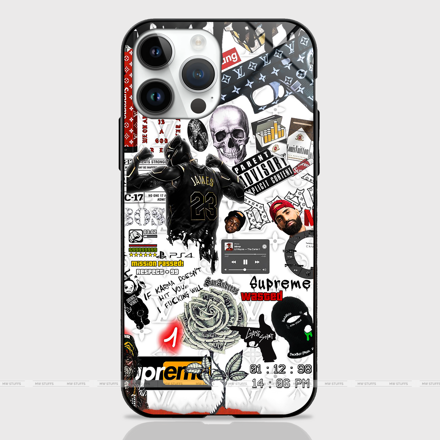 Gangsters Mixed Stickers Art Glass Case - - MW Stuffs -