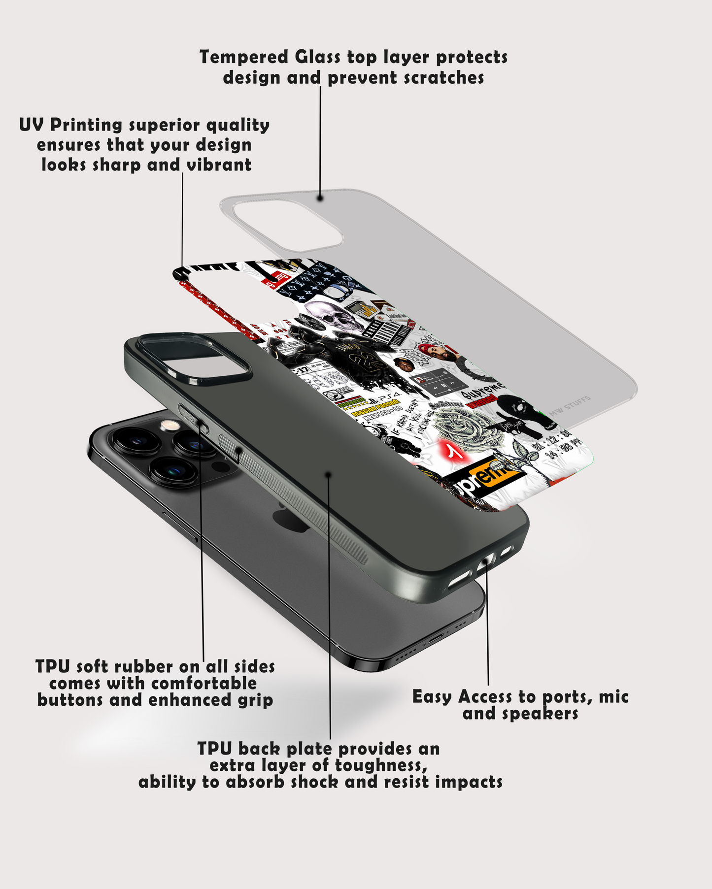 Gangsters Mixed Stickers Art Glass Case - - MW Stuffs -