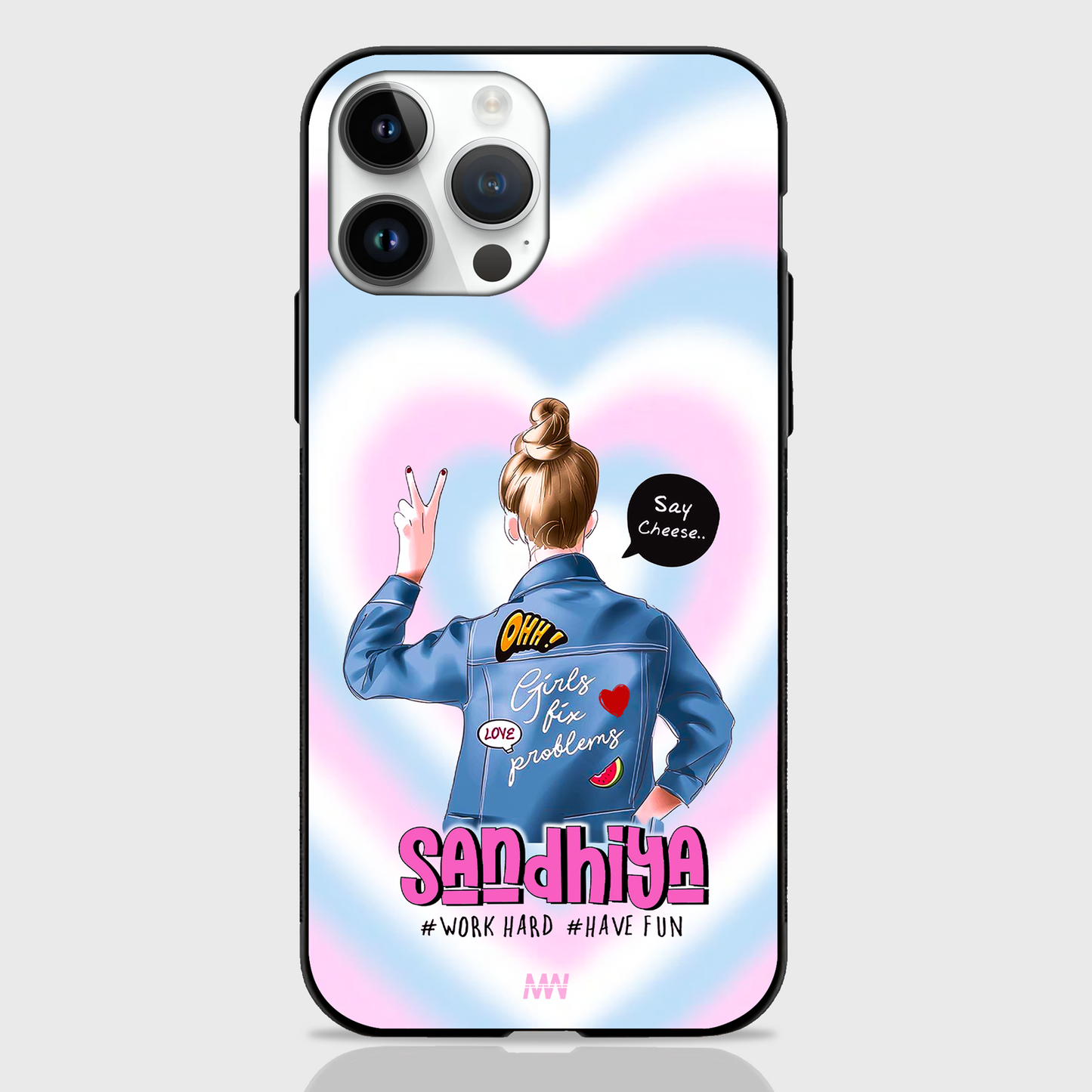 Girl Cool Attitude with Custom Name GLASS CASE - - MW Stuffs -