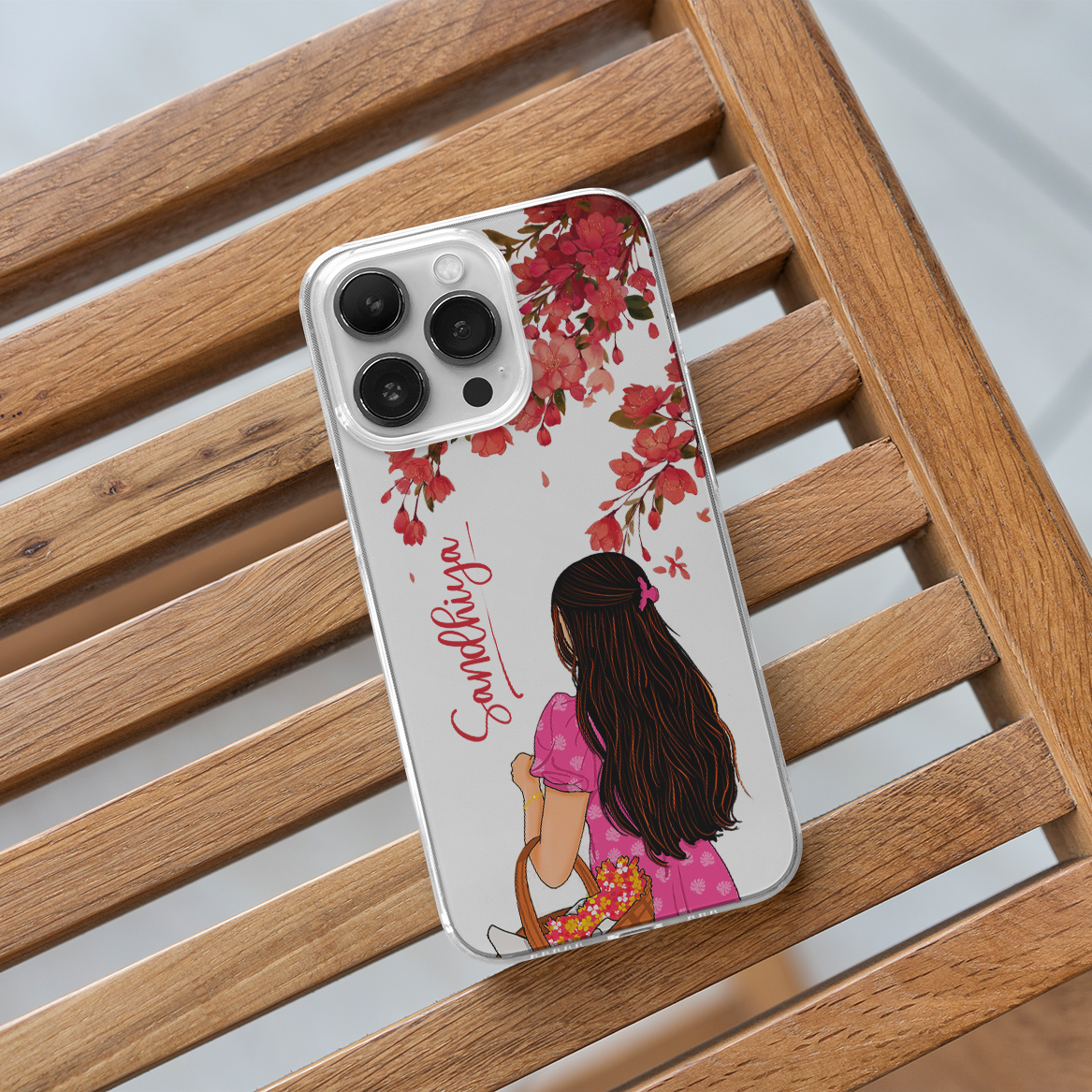 Custom Name Blossom Dreams Girly Clear Silicone Case