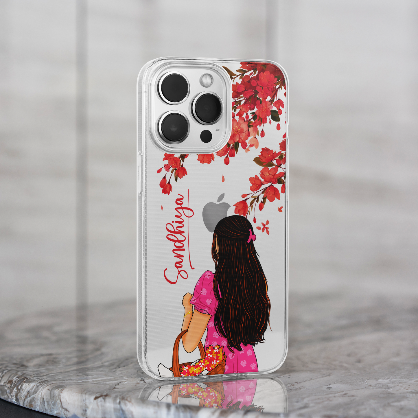 Custom Name Blossom Dreams Girly Clear Silicone Case