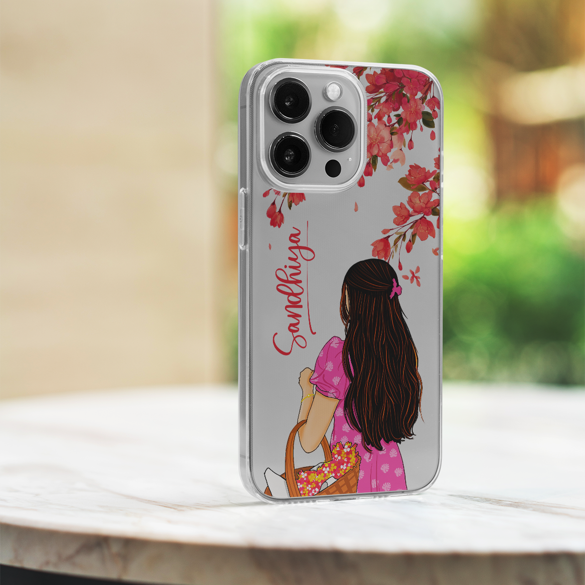 Custom Name Blossom Dreams Girly Clear Silicone Case
