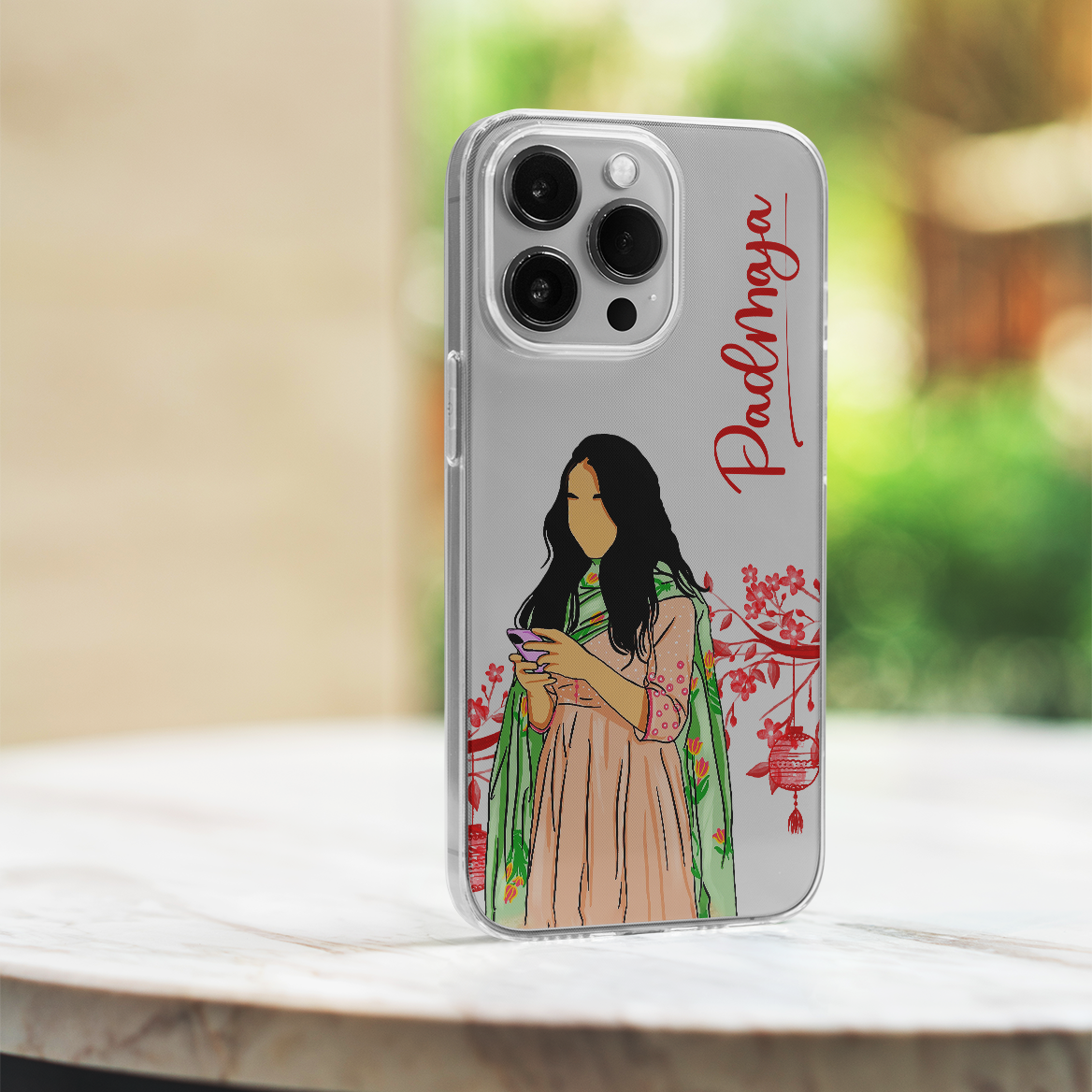 Custom Name Girl Illustration Clear Silicone Case