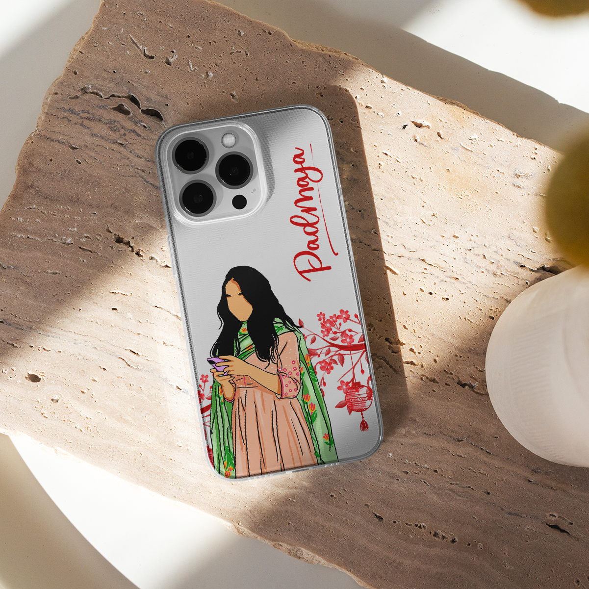 Custom Name Girl Illustration Clear Silicone Case