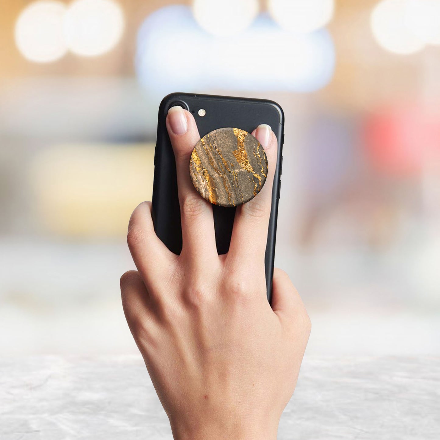 Gold Vein Marble Flat Pop Holder