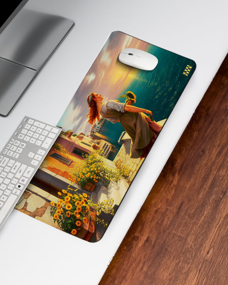 Golden Bloom Desk Mat