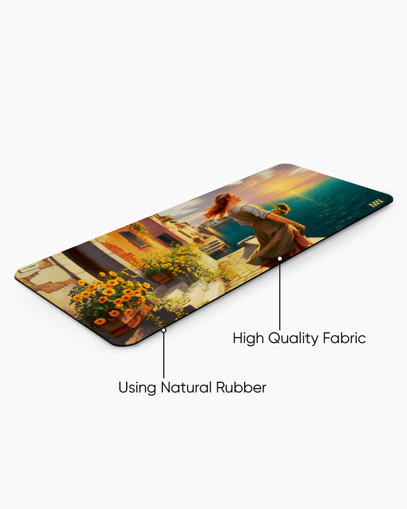 Golden Bloom Desk Mat