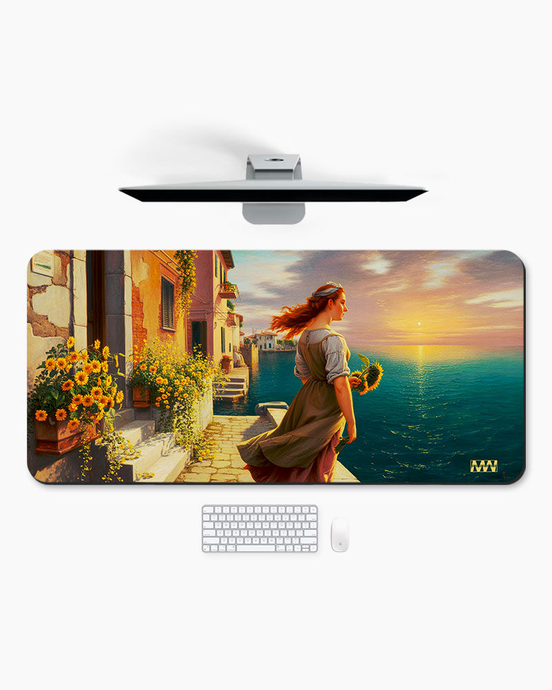 Golden Bloom Desk Mat