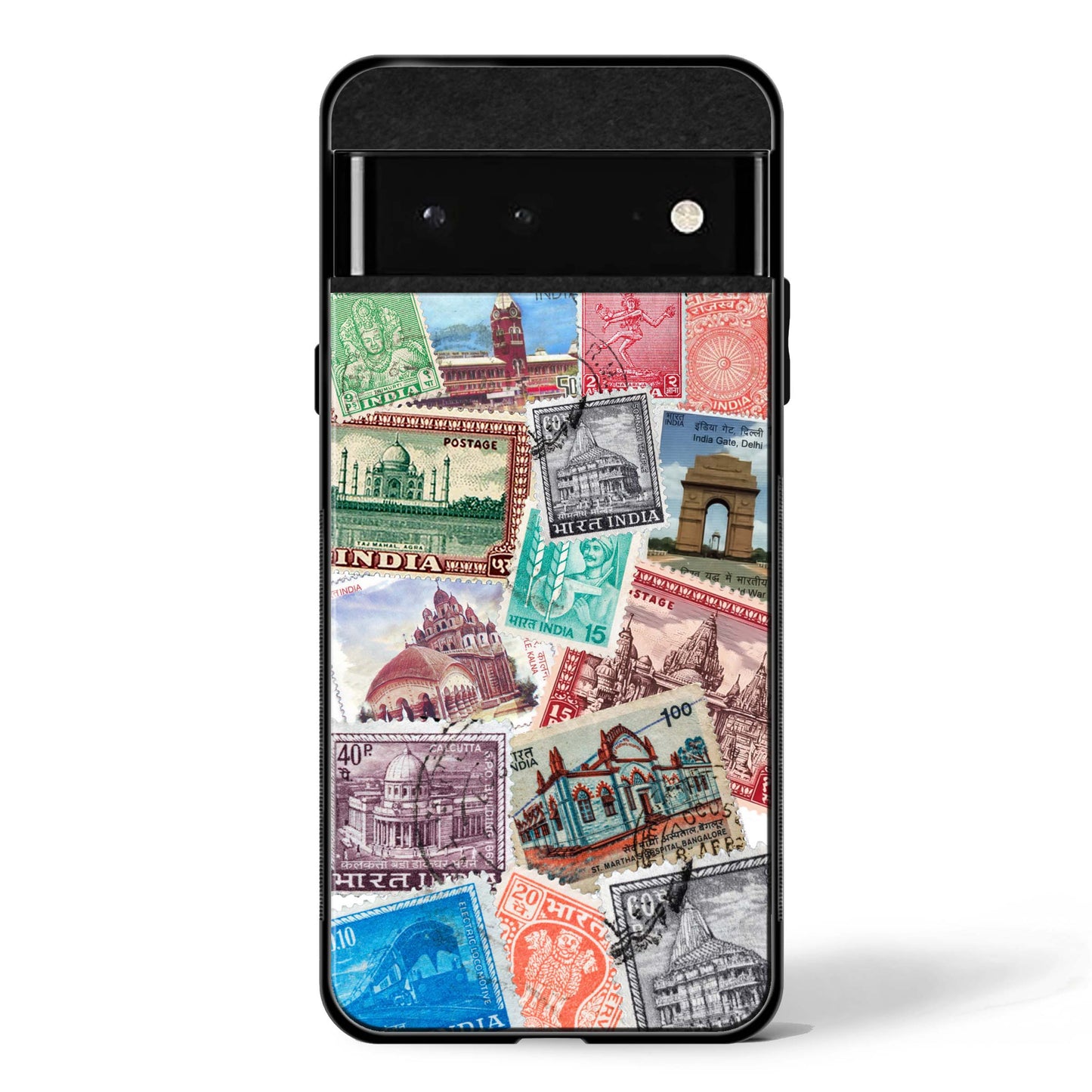Vintage Indian Stamps Google Pixel Glass Phone Case
