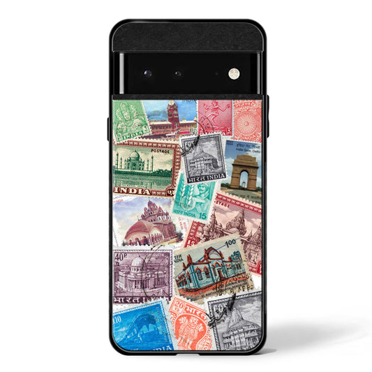 Vintage Indian Stamps Google Pixel Glass Phone Case