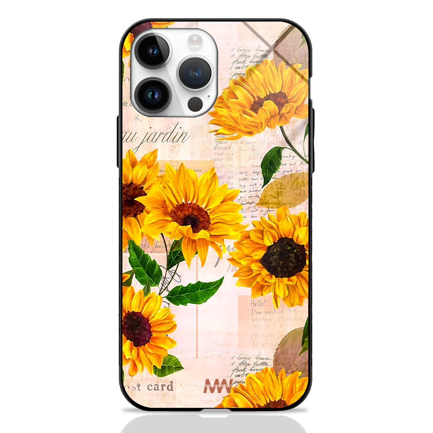 Happy Sunflowers Premium Glass Case - - MW Stuffs -