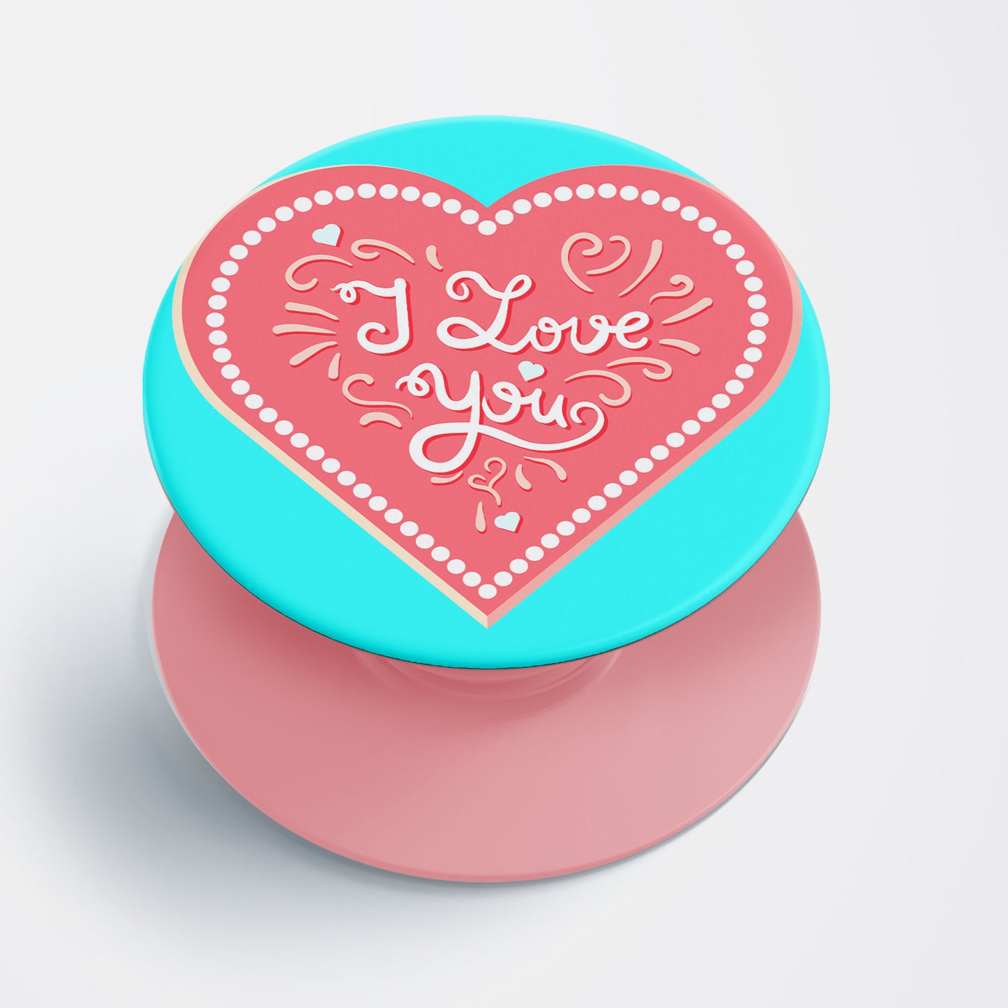 I LoveYou Pink Flat Pop Holder