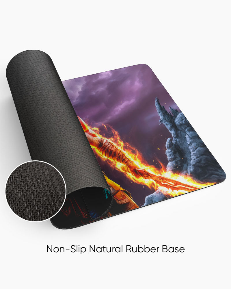 Inferno Clash Dual-Blade Warrior Deskmat