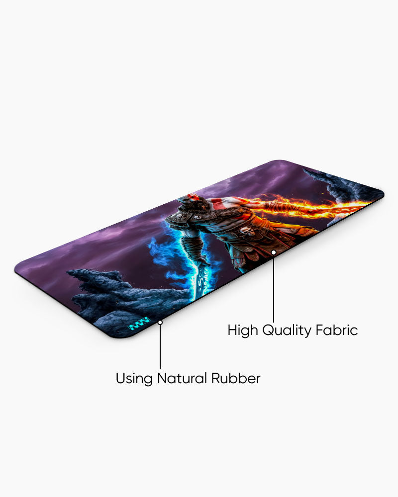 Inferno Clash Dual-Blade Warrior Deskmat