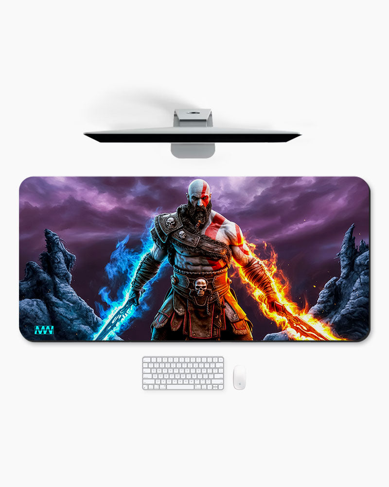 Inferno Clash Dual-Blade Warrior Deskmat