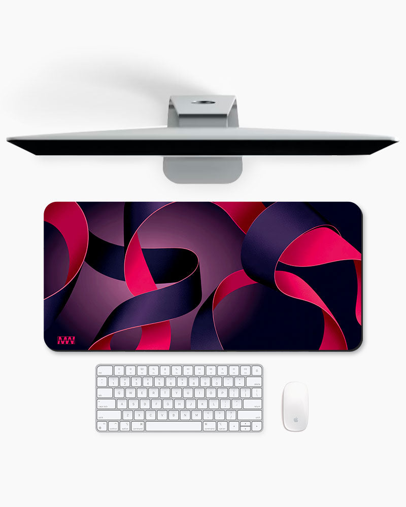 Interwoven Elegance in Red and Violet Deskmat