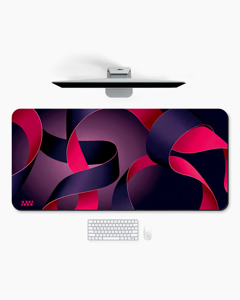 Interwoven Elegance in Red and Violet Deskmat