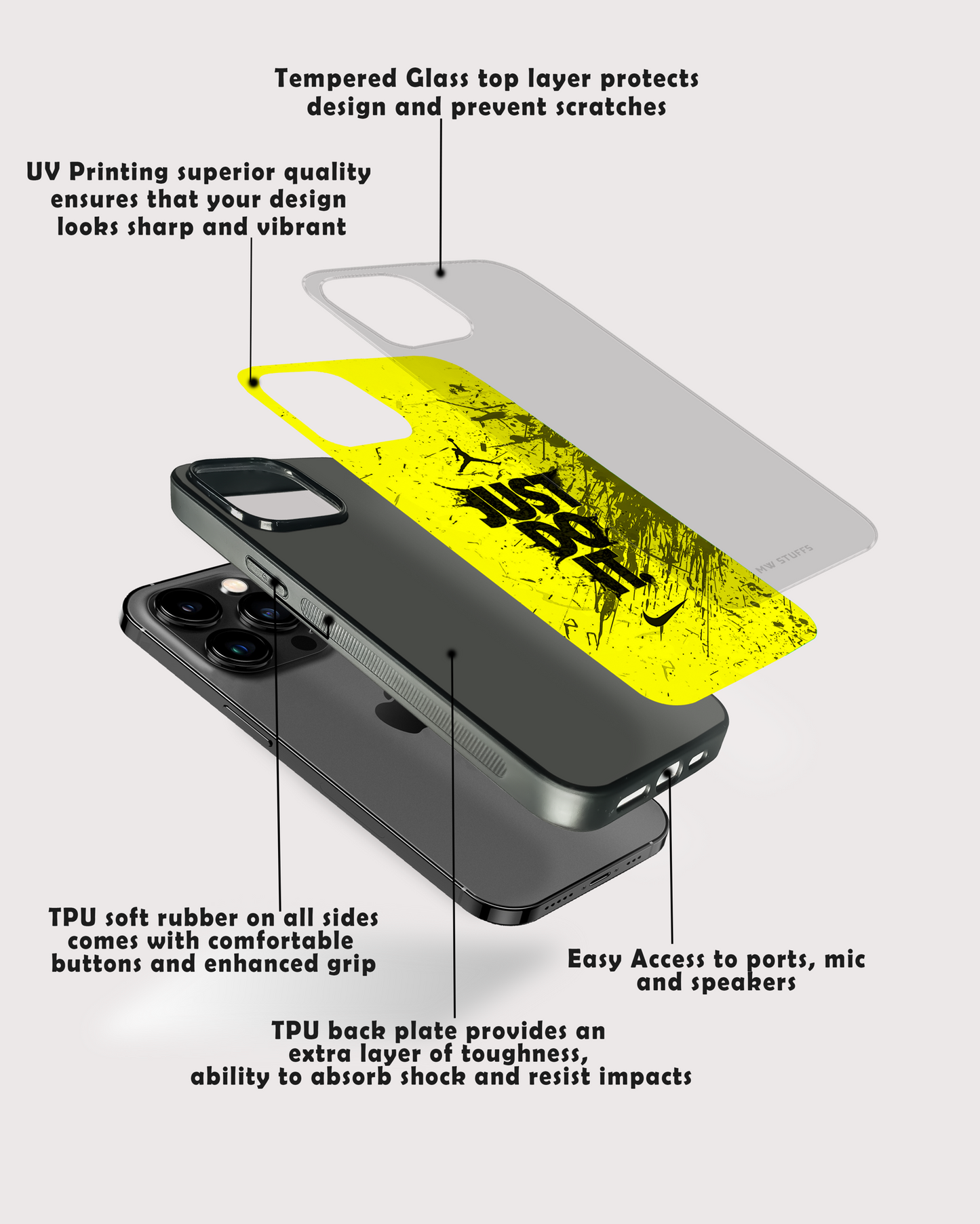 Just Do It Yellow Dirt Glass Case - - MW Stuffs -