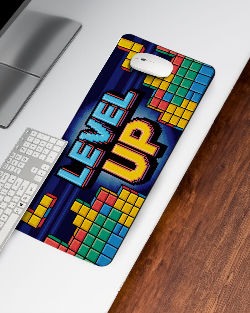 Level Up Retro Pixel Gaming Desk Mat