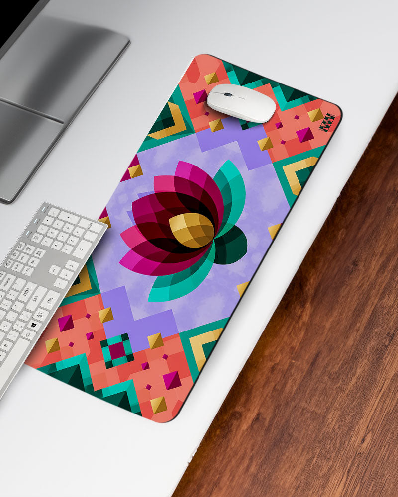 Lotus Radiance Geometry in Bloom Deskmat