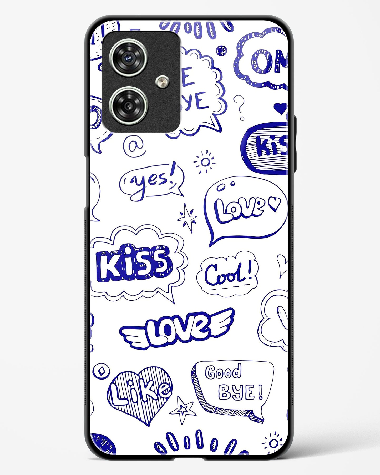 Love Doodle Charm Glass Phone Case-Moto G64 5G