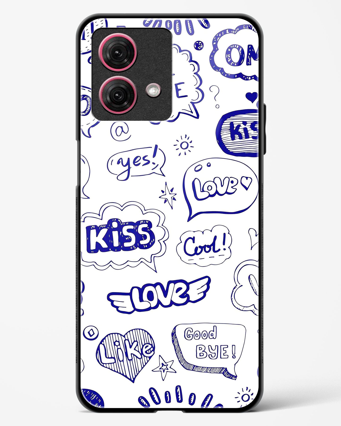 Love Doodle Charm Glass Phone Case-Moto G84 5G