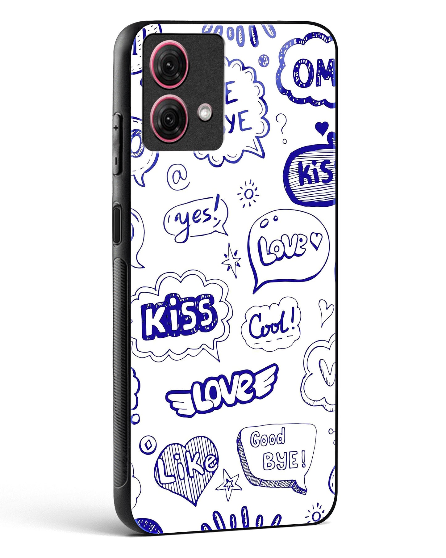 Love Doodle Charm Glass Phone Case-Moto G84 5G
