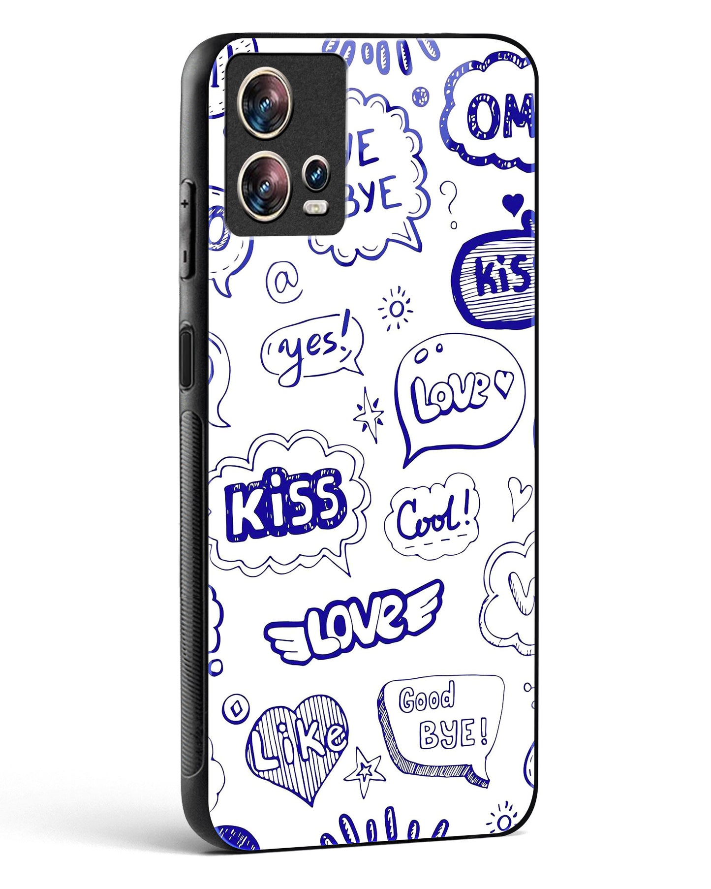 Love Doodle Charm Glass Phone Case-Motorola Edge 30 Fusion