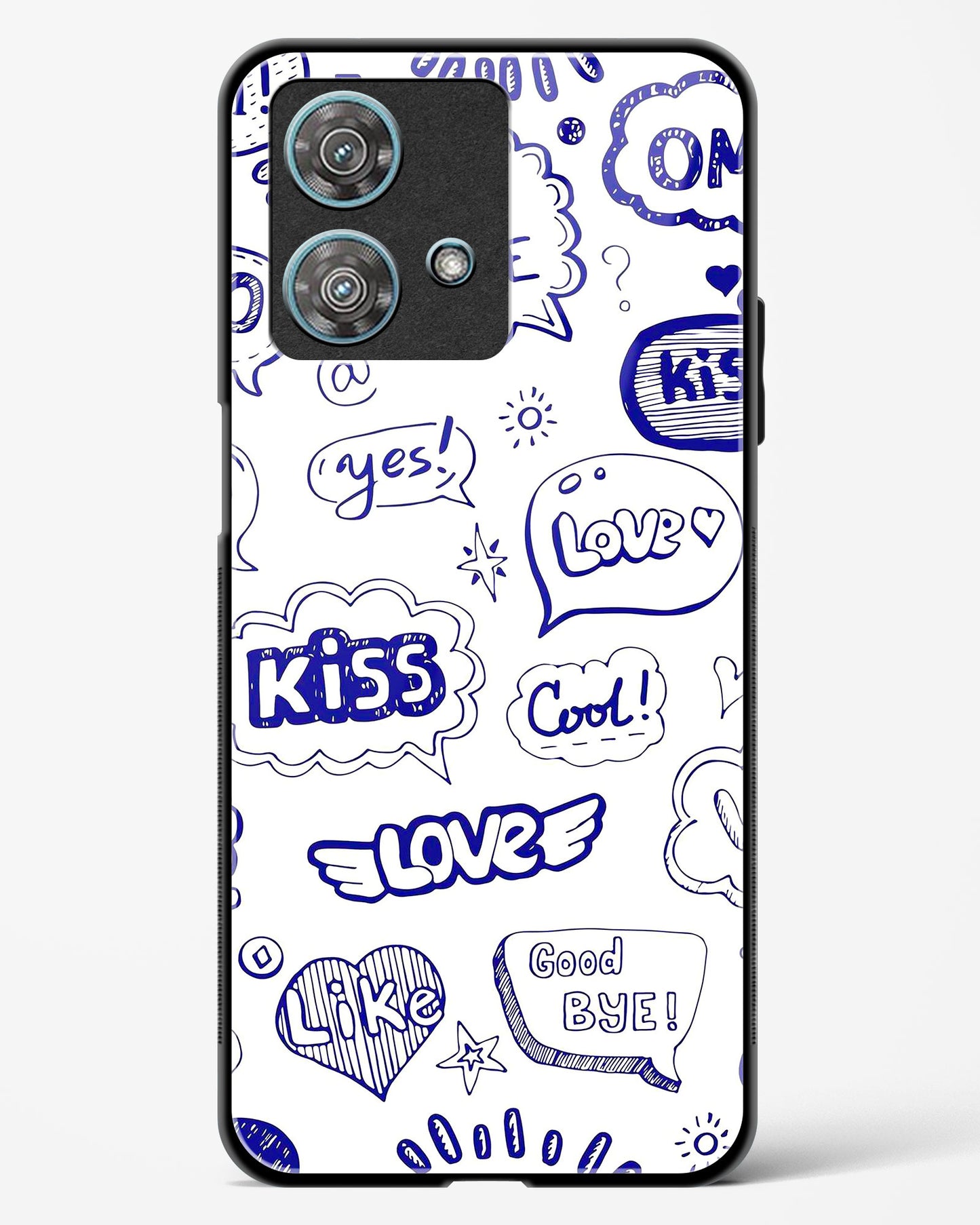 Love Doodle Charm Glass Phone Case-Motorola Edge 40 Neo