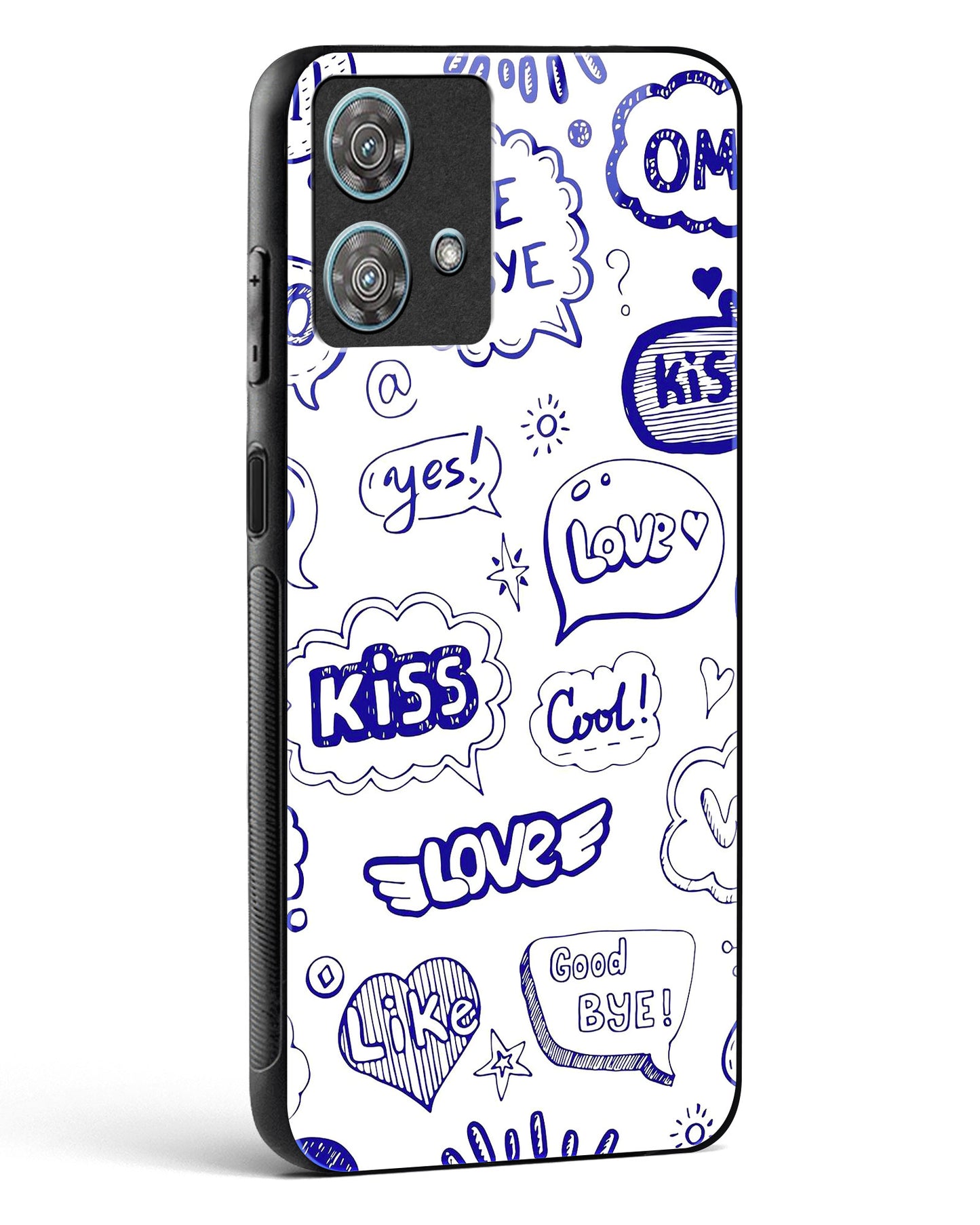 Love Doodle Charm Glass Phone Case-Motorola Edge 40 Neo