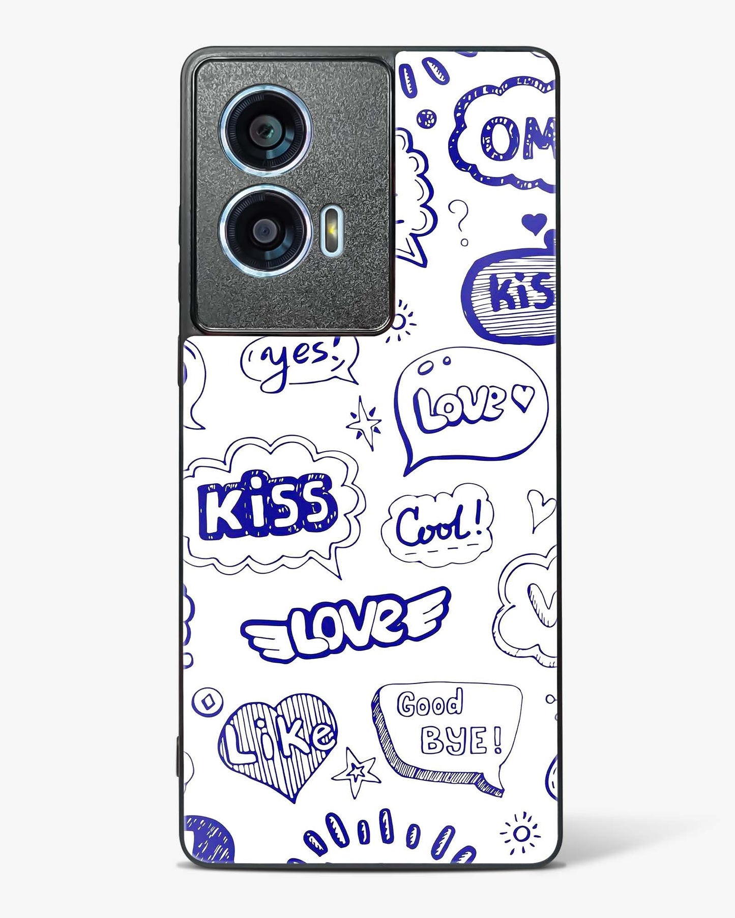 Love Doodle Charm Glass Phone Case-Motorola Edge 50 Fusion
