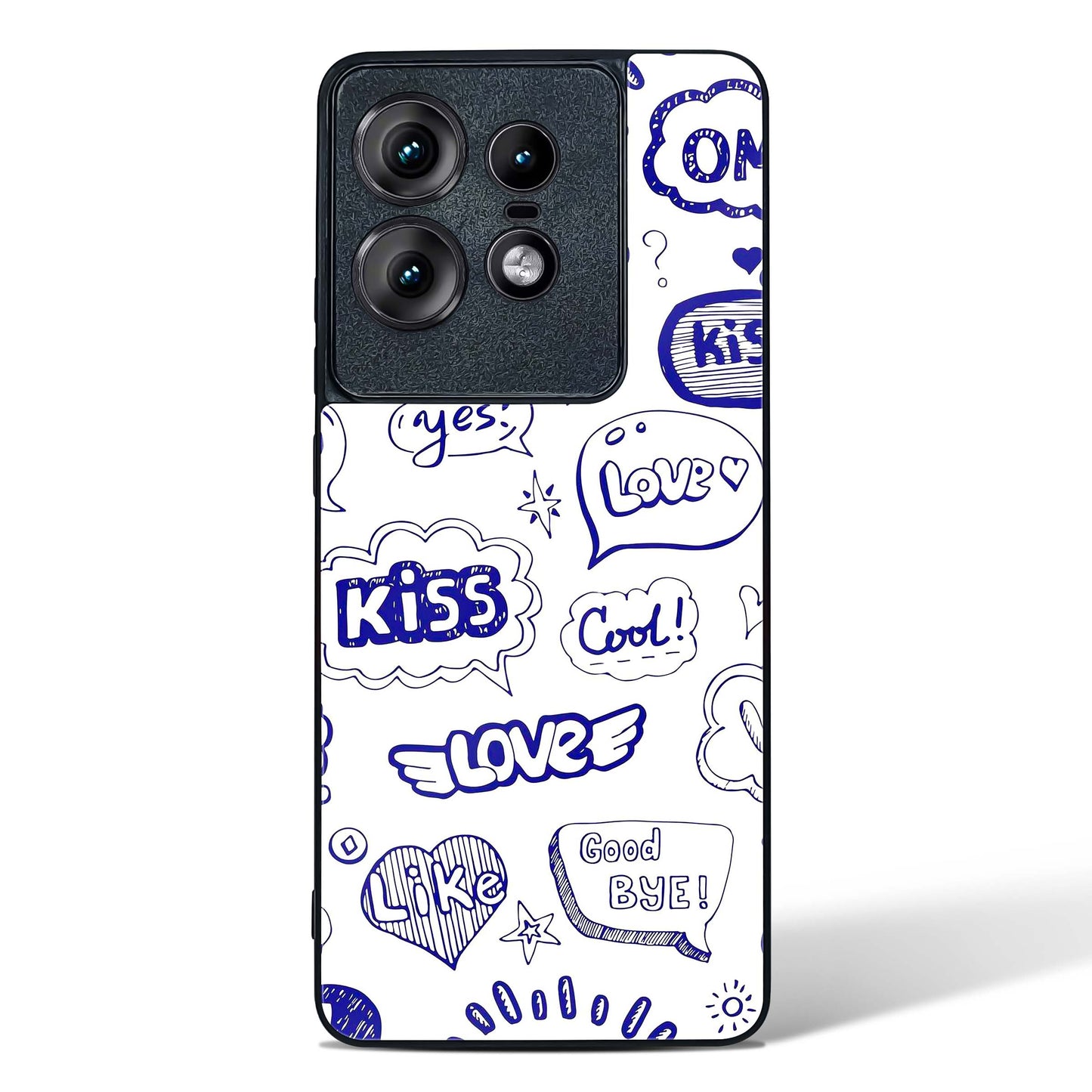 Love Doodle Charm Glass Phone Case-Motorola Edge 50 Pro