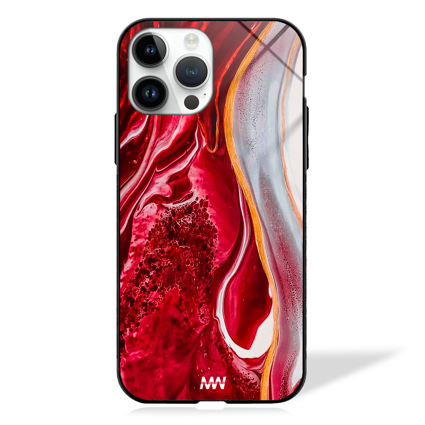 Crimson Quartz Marble Design Glass Case