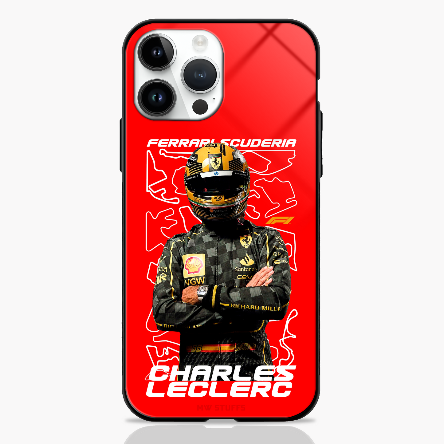 Red Reign Leclerc Circuit Map Glass Case