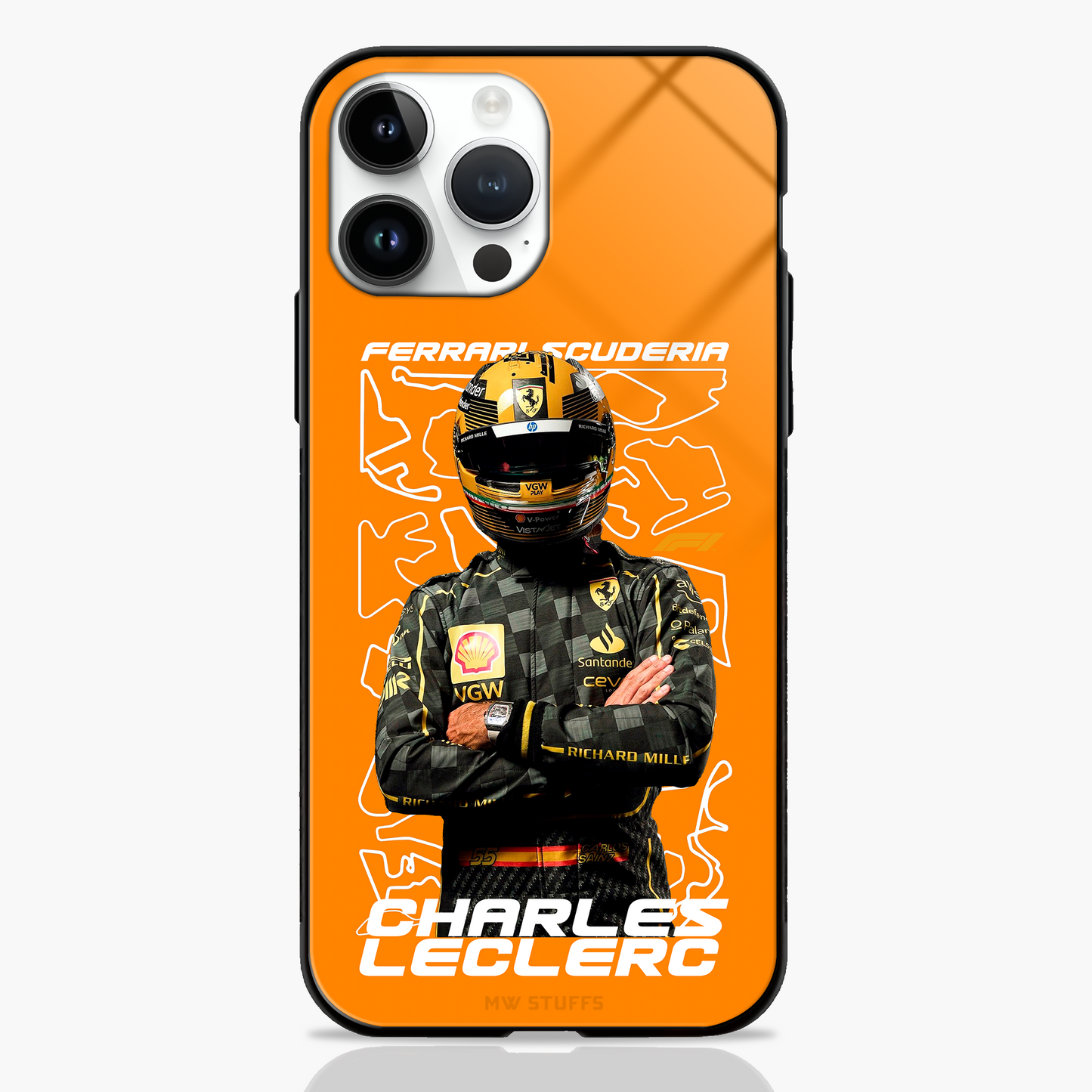 Red Reign Leclerc Circuit Map Glass Case