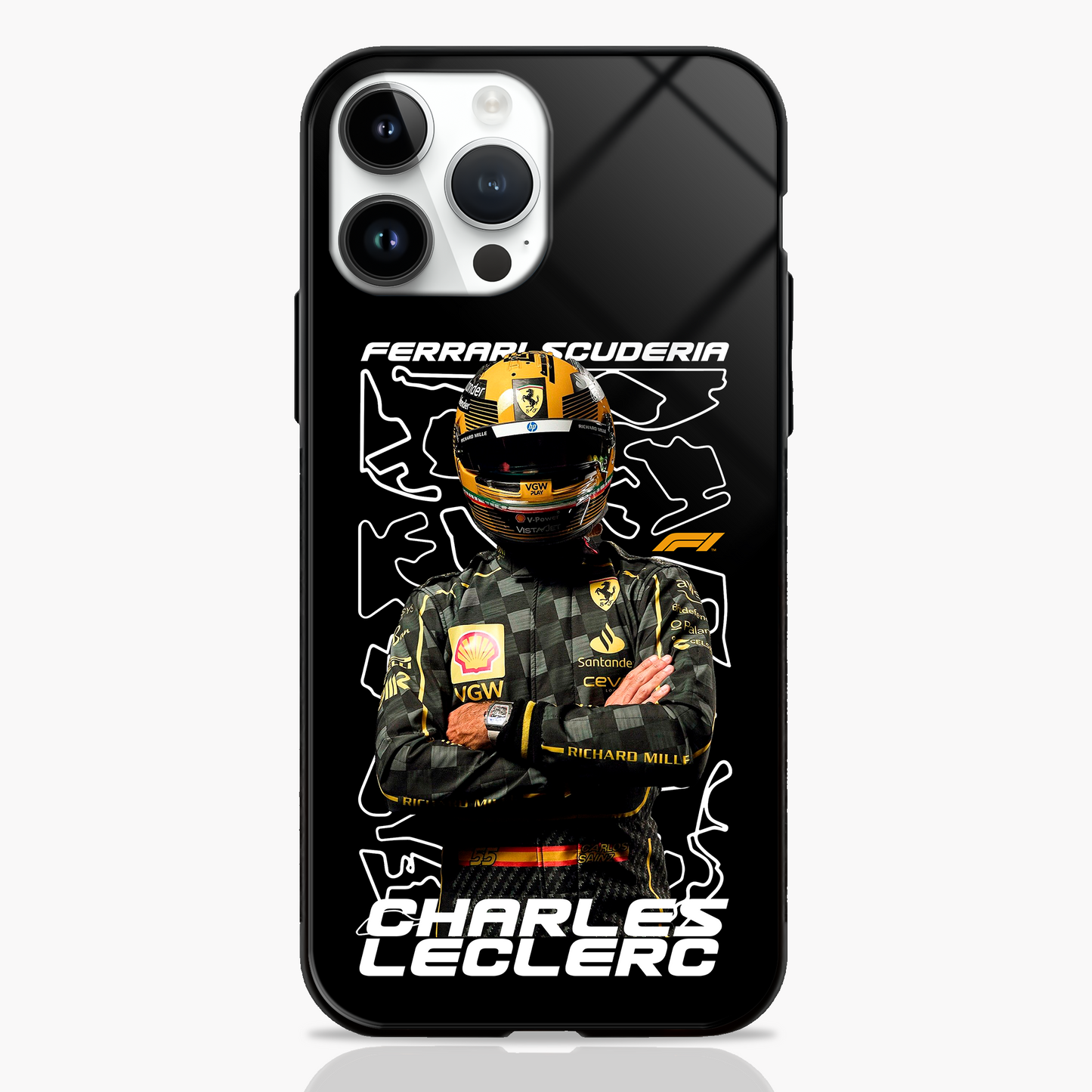 Red Reign Leclerc Circuit Map Glass Case