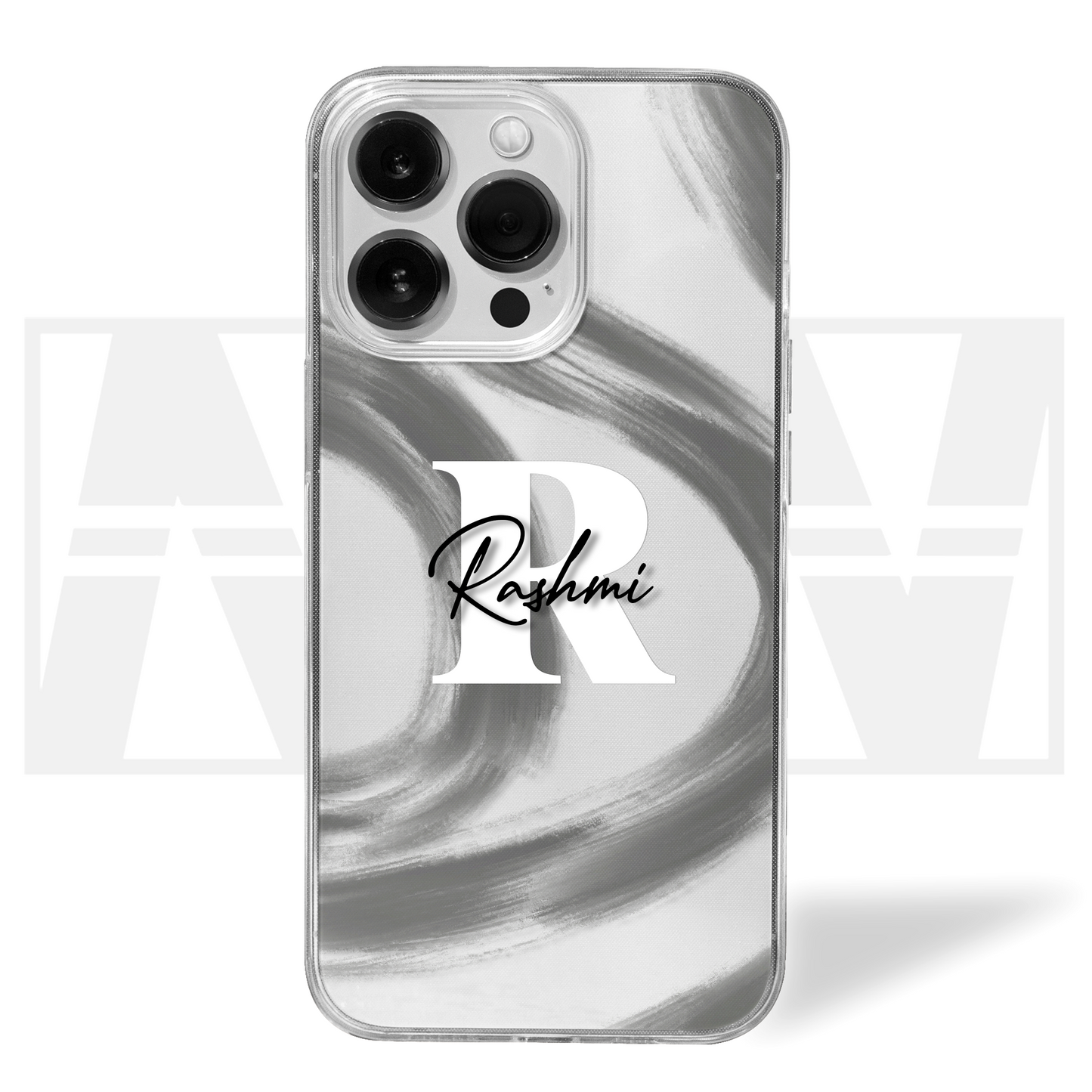 Signature Swirl Custom Name Clear Silicone Case