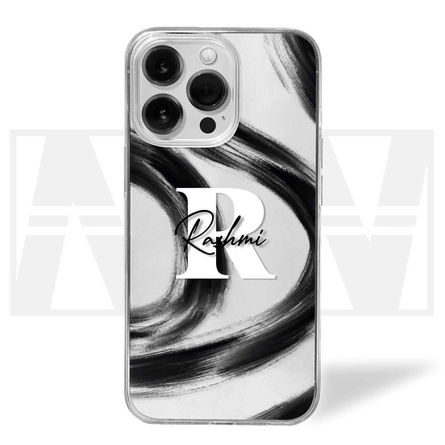 Signature Swirl Custom Name Clear Silicone Case