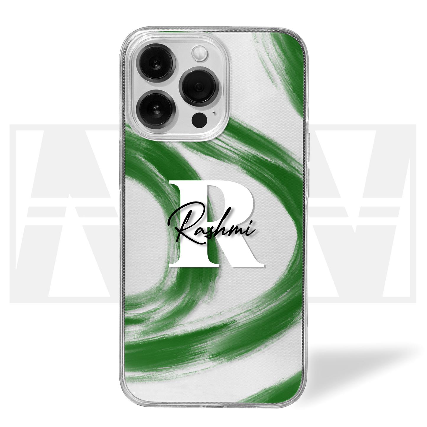 Signature Swirl Custom Name Clear Silicone Case