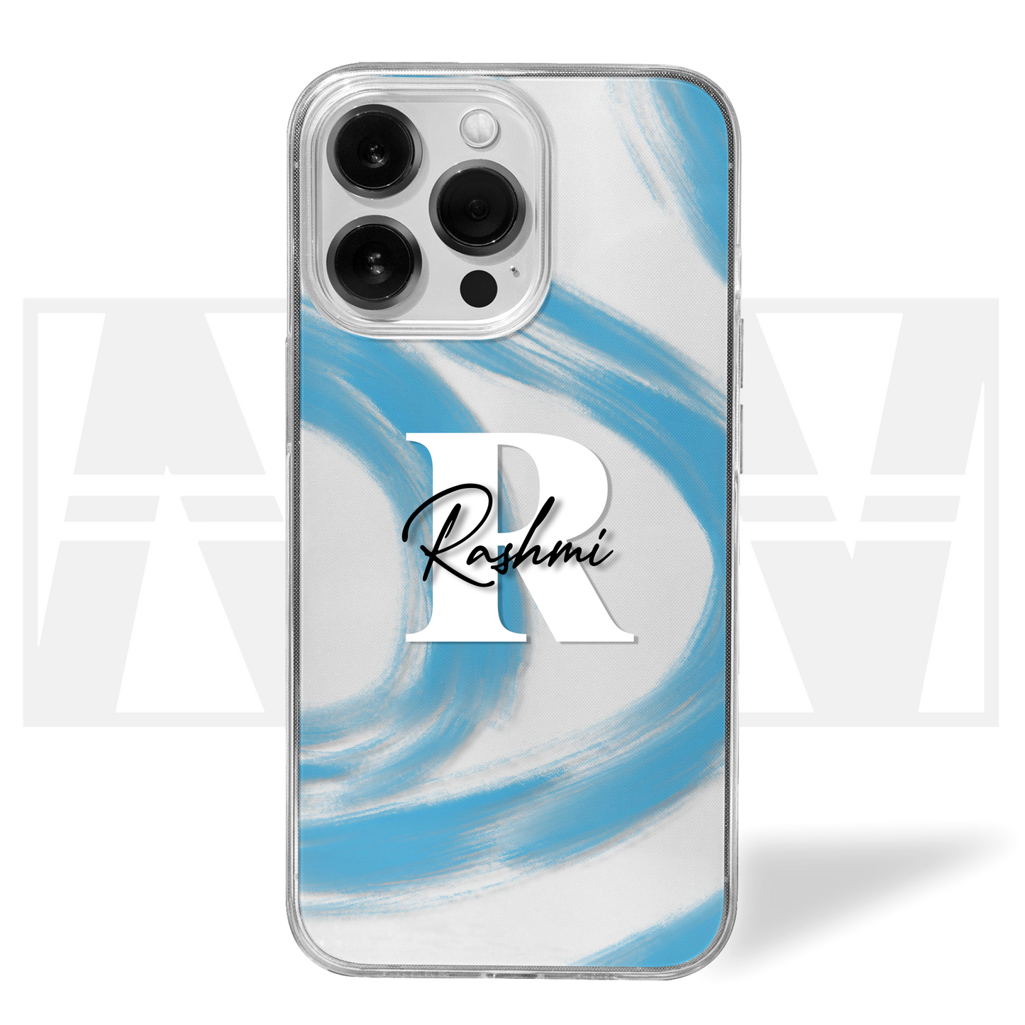 Signature Swirl Custom Name Clear Silicone Case