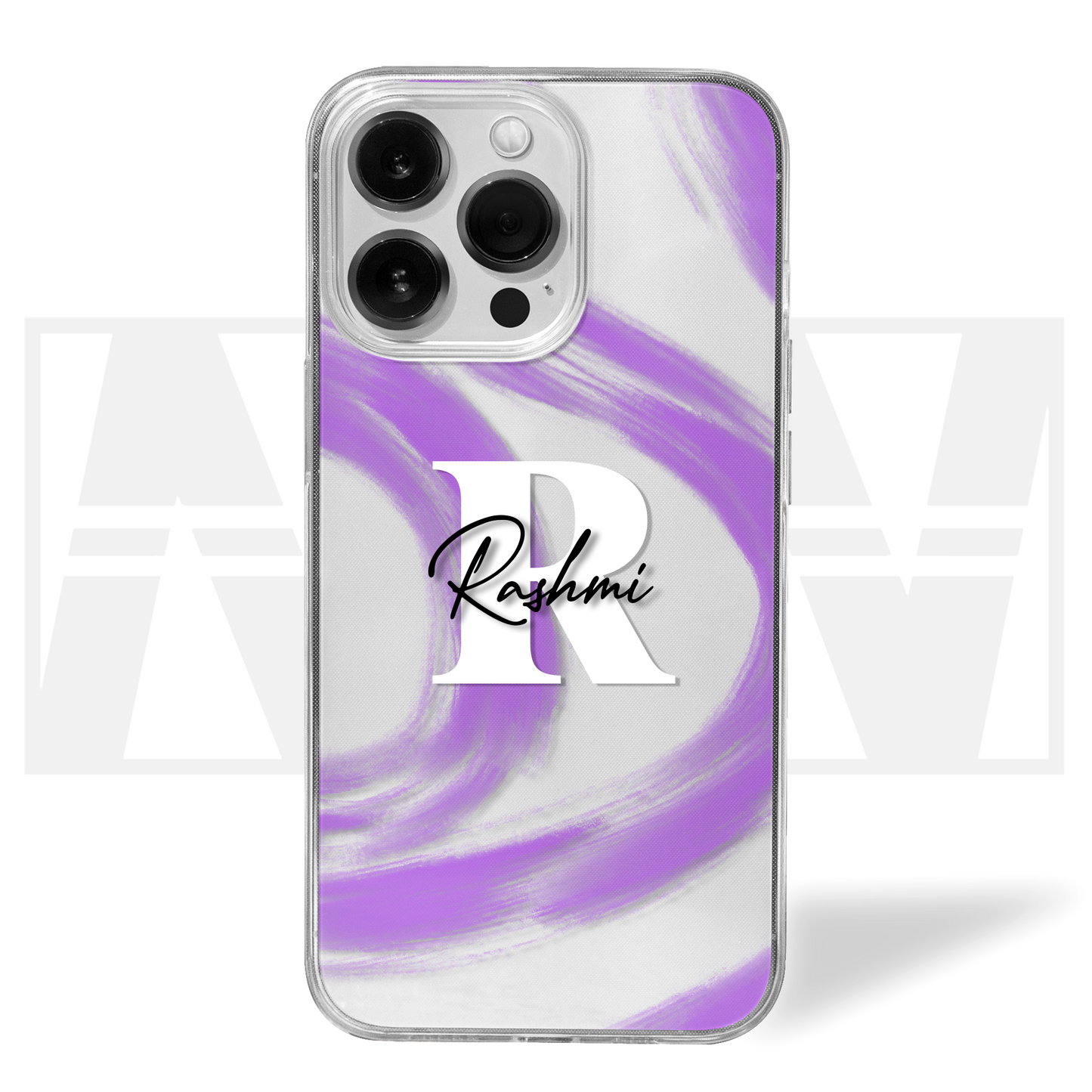 Signature Swirl Custom Name Clear Silicone Case