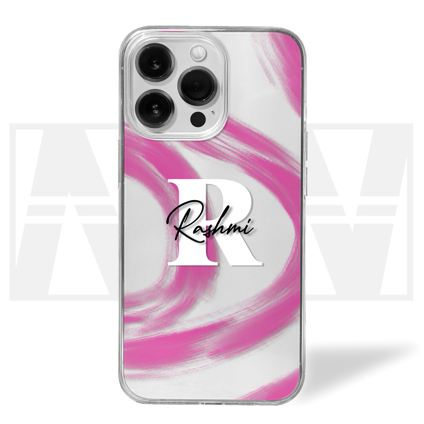 Signature Swirl Custom Name Clear Silicone Case
