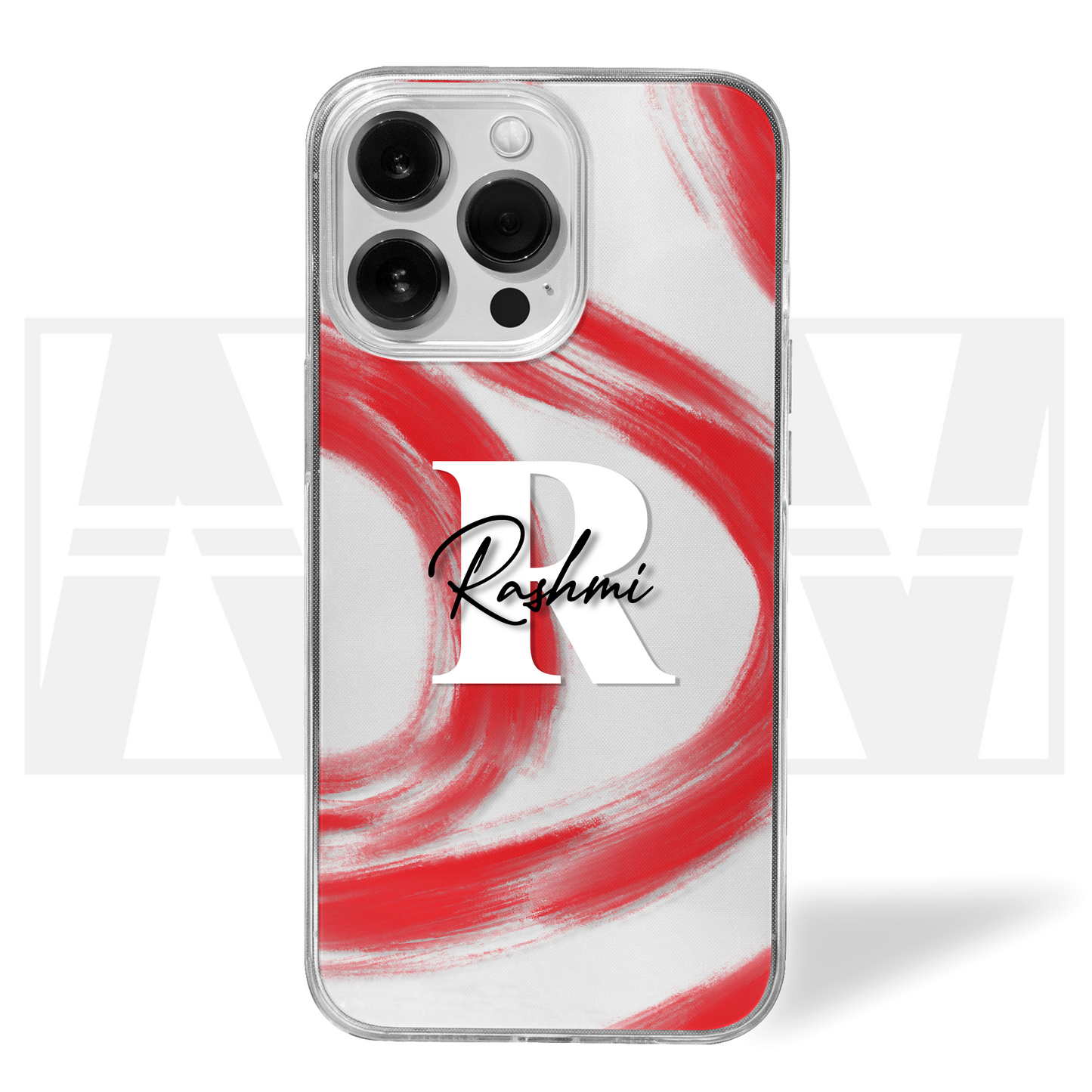 Signature Swirl Custom Name Clear Silicone Case