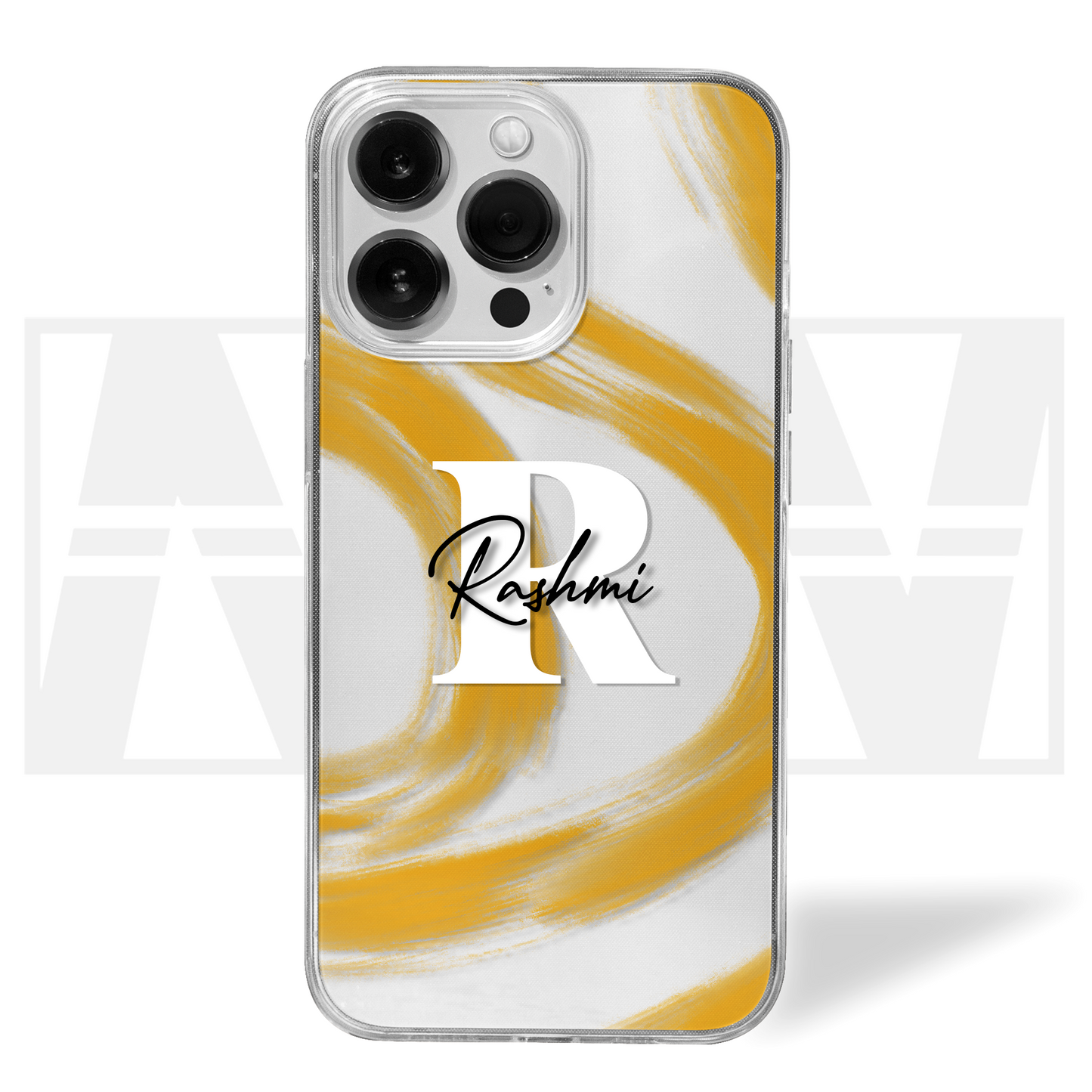 Signature Swirl Custom Name Clear Silicone Case