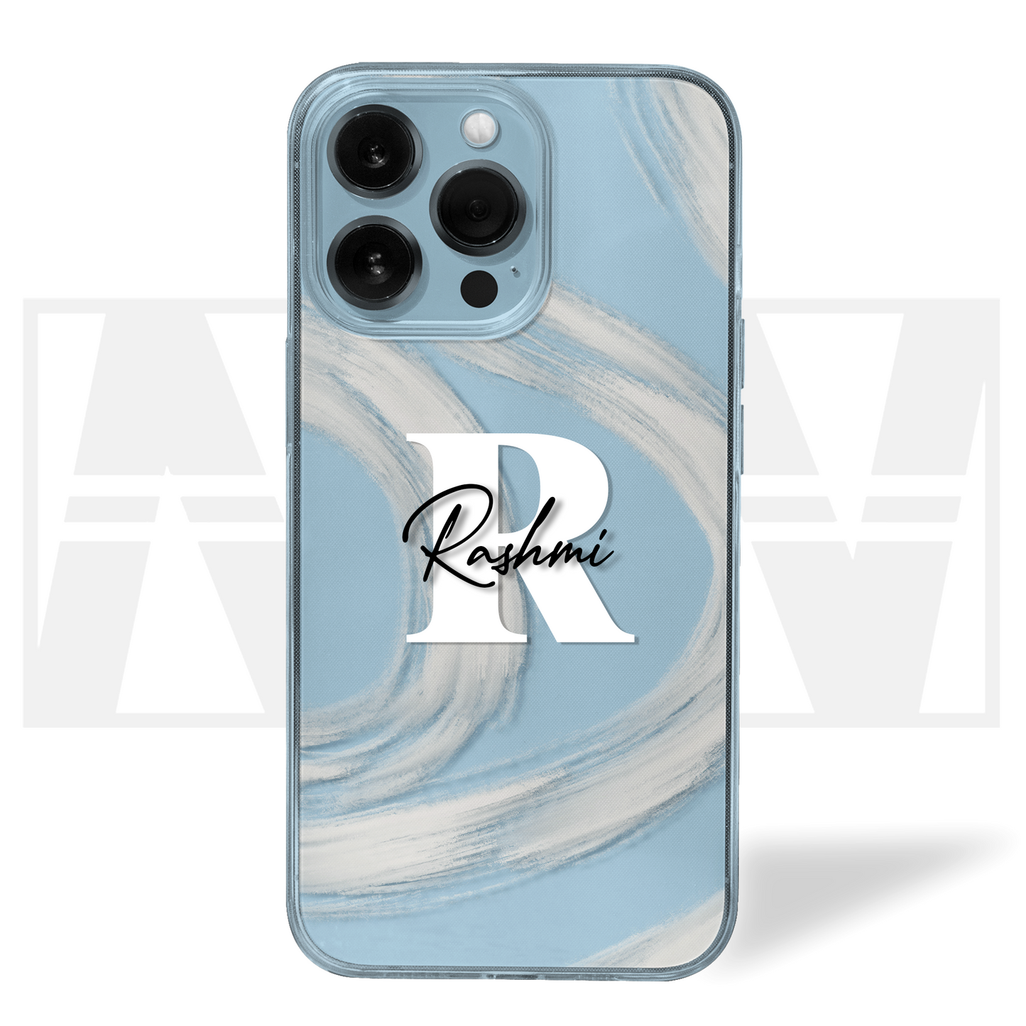Signature Swirl Custom Name Clear Silicone Case