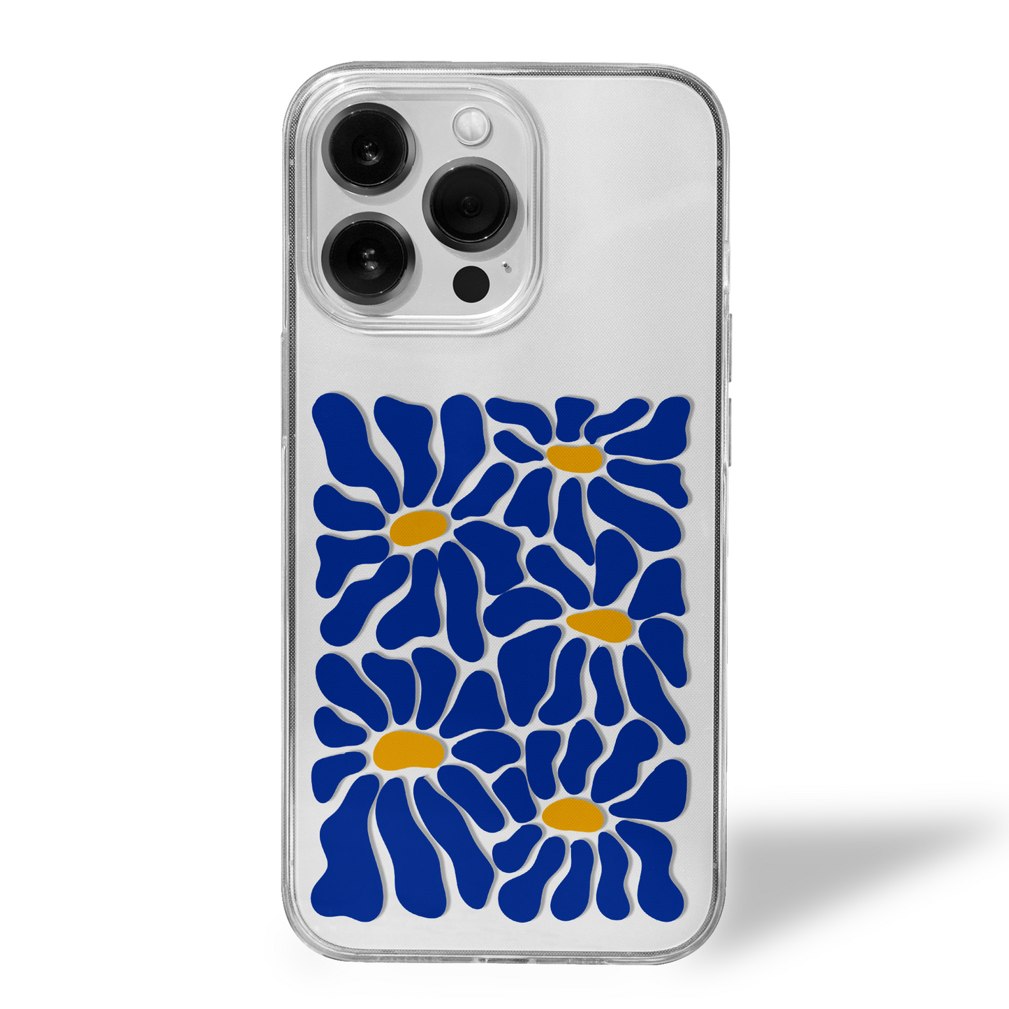 Vivid Blue Petals Clear Silicone Case